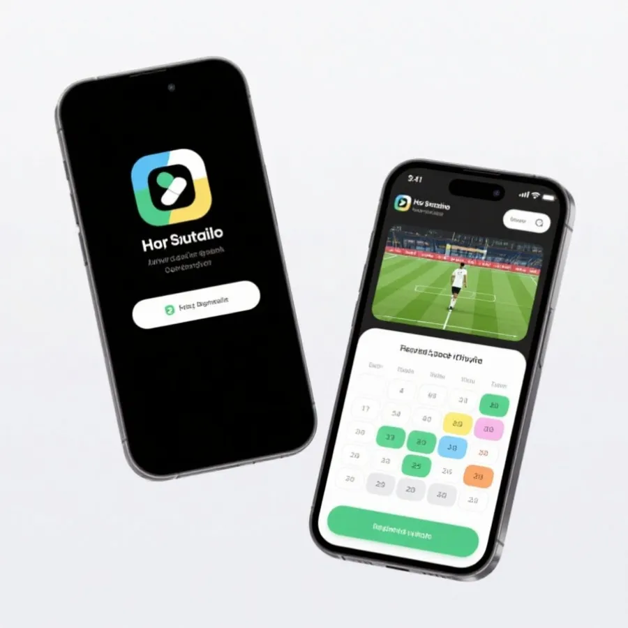 手機App下載與賽程介面示意圖